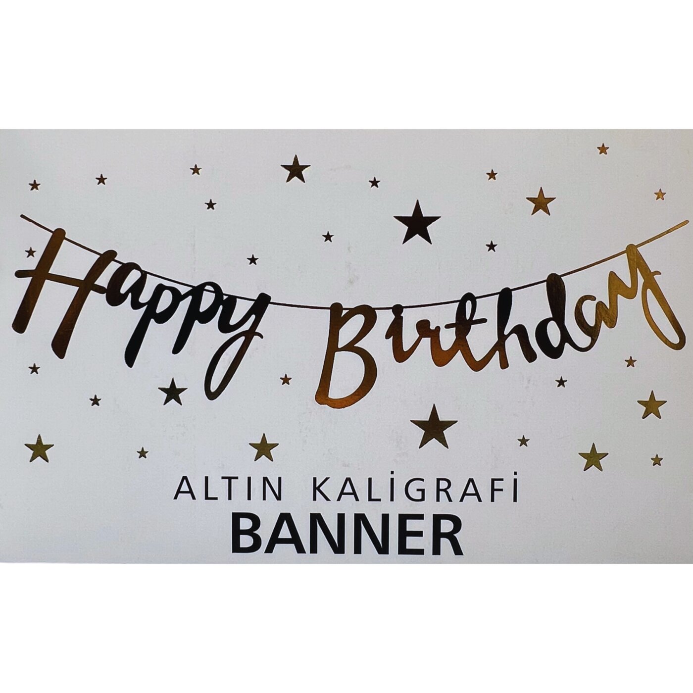 Bariş Gold Kaligrafi Happy Birthday Banner