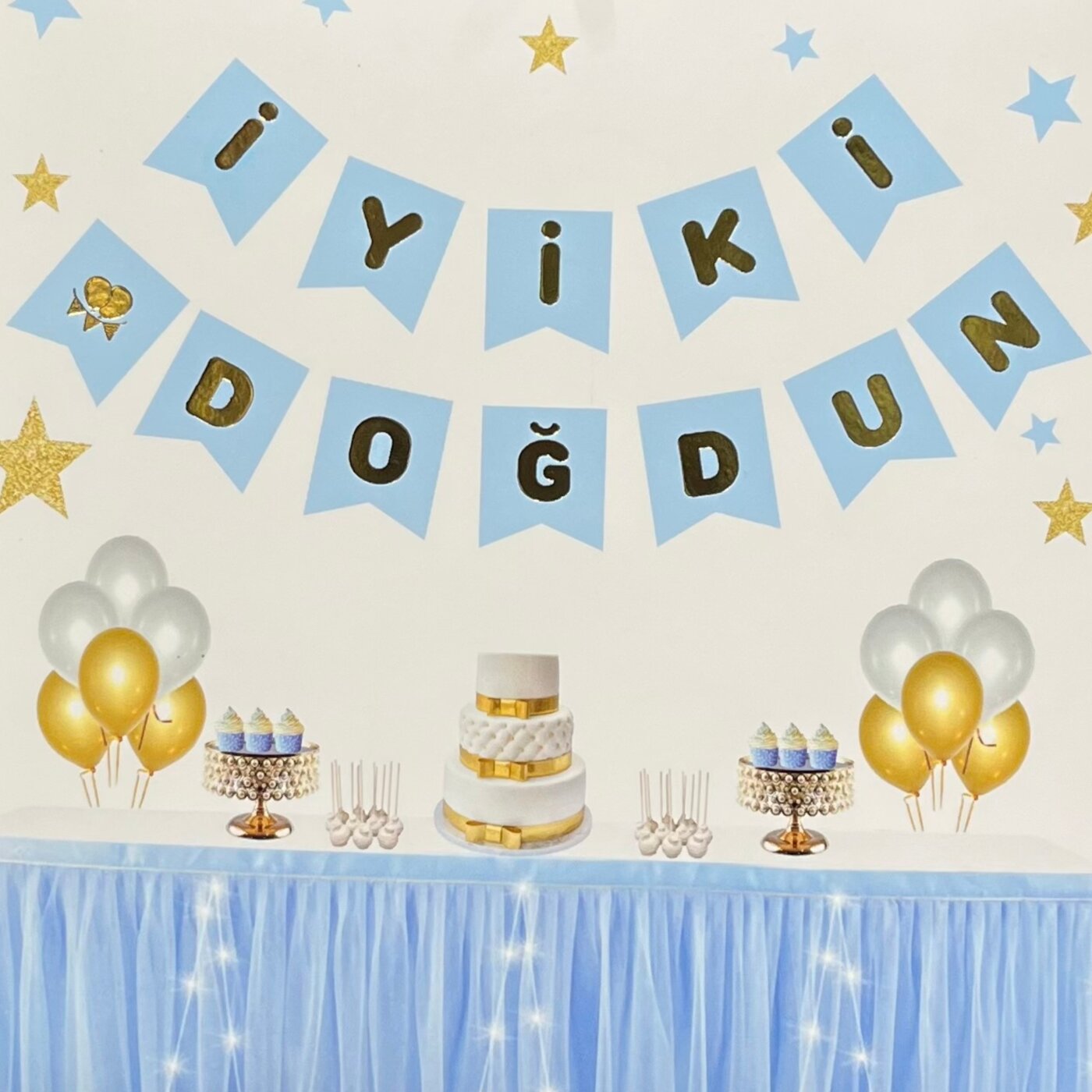 Bariş Mavi Gold İyi Ki Doğdun Banner