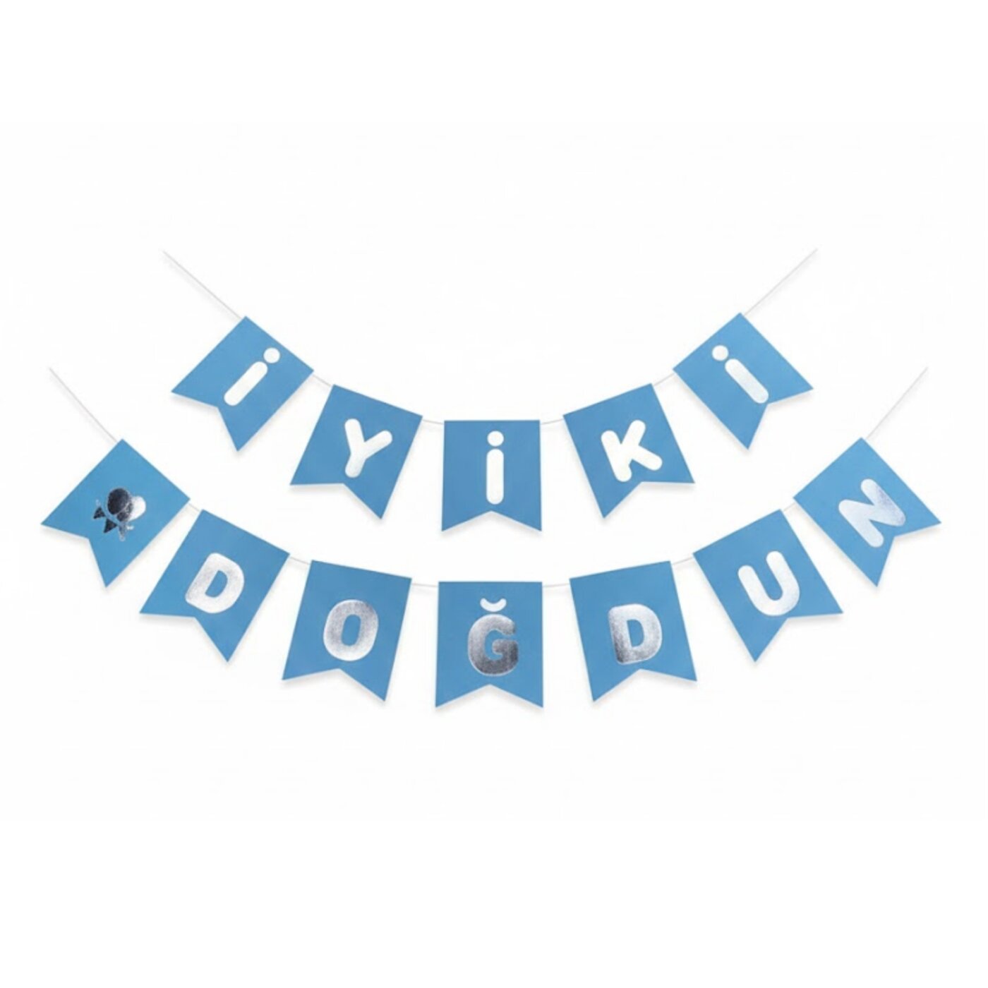 Bariş Mavi Gümüş İyi Ki Doğdun Banner