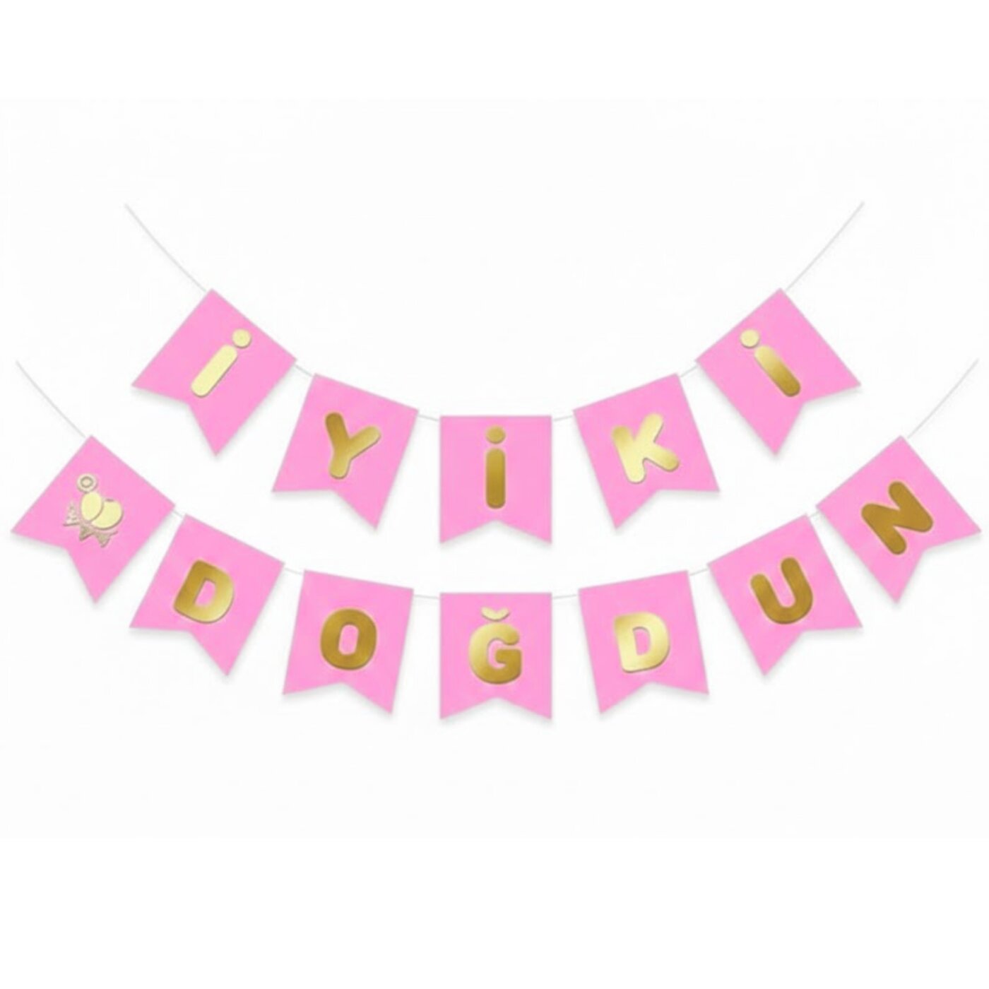 Bariş Pembe Gold İyi Ki Doğdun Banner