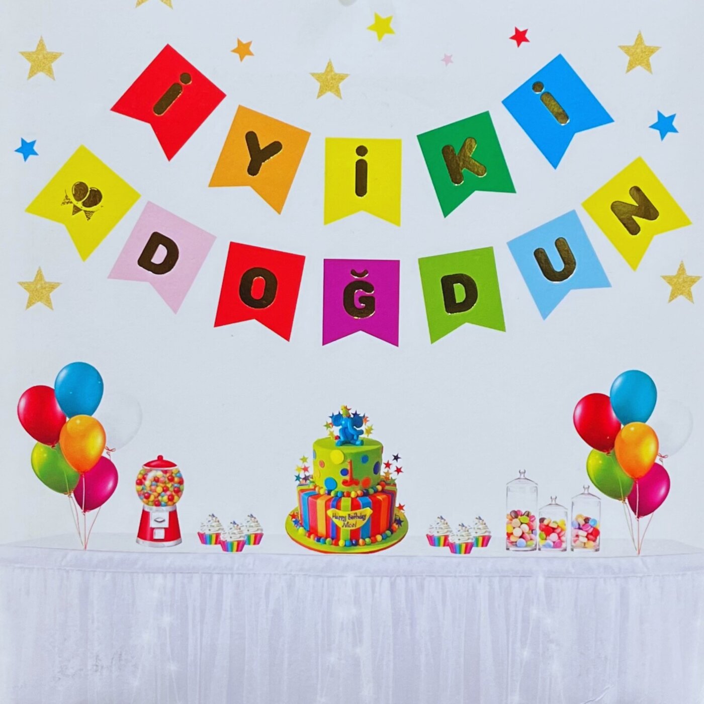 Bariş Renkli Gold İyi Ki Doğdun Banner