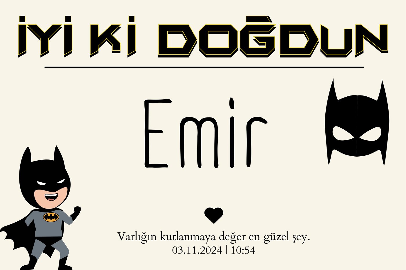 Kişiselleştirilebilir Doğum Günü Duvar Örtüsü - Siyah Maske