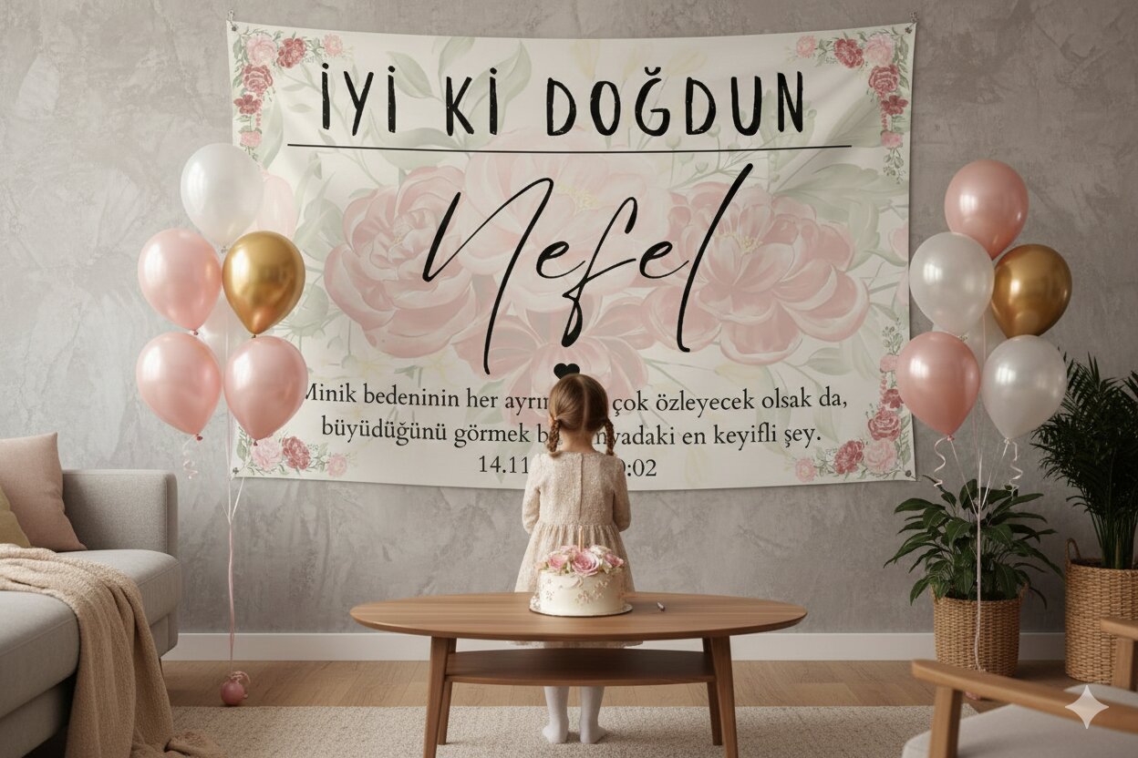 Kişiselleştirilebilir Doğum Günü Duvar Örtüsü - Gül